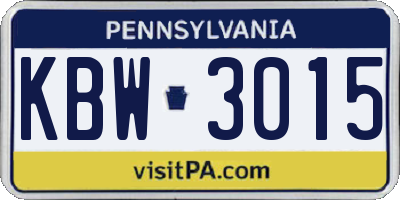 PA license plate KBW3015