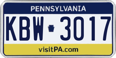 PA license plate KBW3017