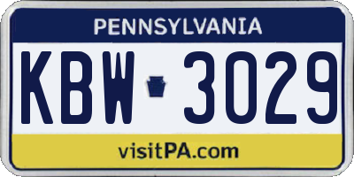PA license plate KBW3029