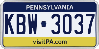 PA license plate KBW3037