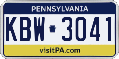 PA license plate KBW3041