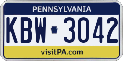 PA license plate KBW3042