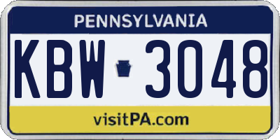 PA license plate KBW3048