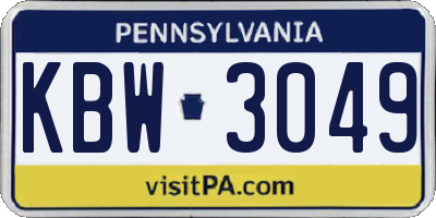 PA license plate KBW3049