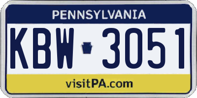 PA license plate KBW3051