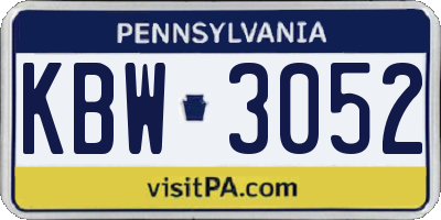 PA license plate KBW3052