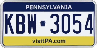 PA license plate KBW3054