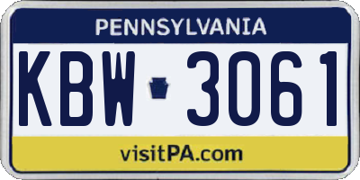 PA license plate KBW3061