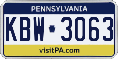 PA license plate KBW3063