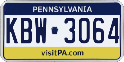PA license plate KBW3064