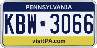 PA license plate KBW3066