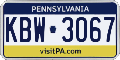 PA license plate KBW3067