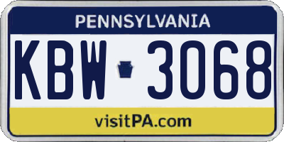 PA license plate KBW3068