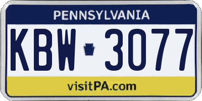 PA license plate KBW3077