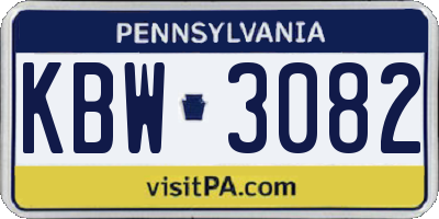 PA license plate KBW3082