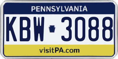 PA license plate KBW3088