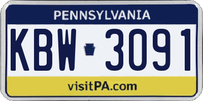 PA license plate KBW3091
