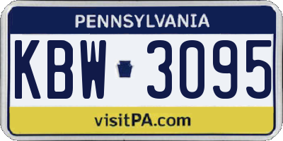 PA license plate KBW3095