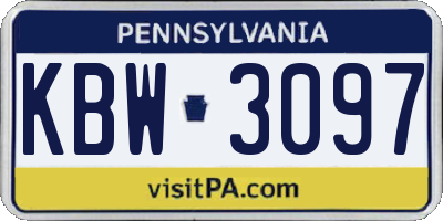 PA license plate KBW3097
