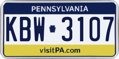 PA license plate KBW3107