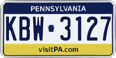 PA license plate KBW3127