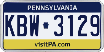 PA license plate KBW3129