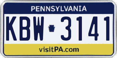 PA license plate KBW3141