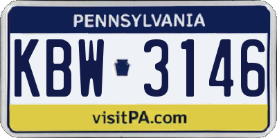 PA license plate KBW3146