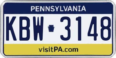 PA license plate KBW3148
