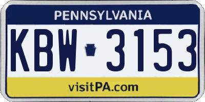 PA license plate KBW3153