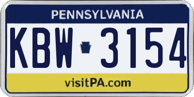 PA license plate KBW3154