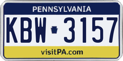 PA license plate KBW3157
