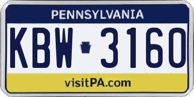 PA license plate KBW3160