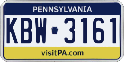 PA license plate KBW3161