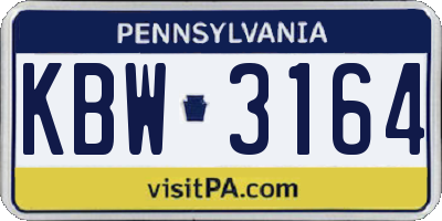 PA license plate KBW3164