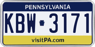 PA license plate KBW3171