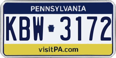 PA license plate KBW3172