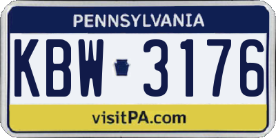 PA license plate KBW3176