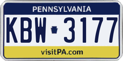 PA license plate KBW3177