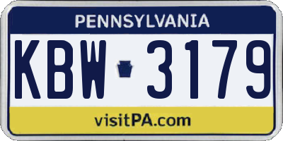 PA license plate KBW3179