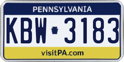 PA license plate KBW3183