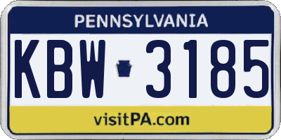 PA license plate KBW3185
