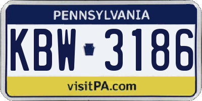 PA license plate KBW3186