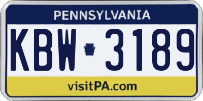 PA license plate KBW3189