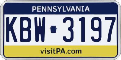 PA license plate KBW3197