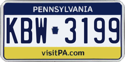 PA license plate KBW3199