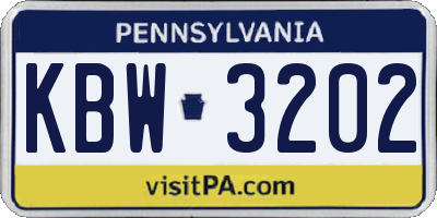 PA license plate KBW3202