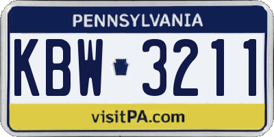 PA license plate KBW3211