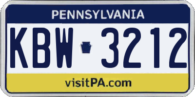 PA license plate KBW3212