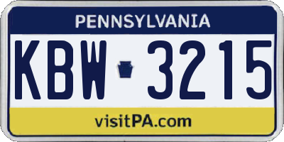 PA license plate KBW3215